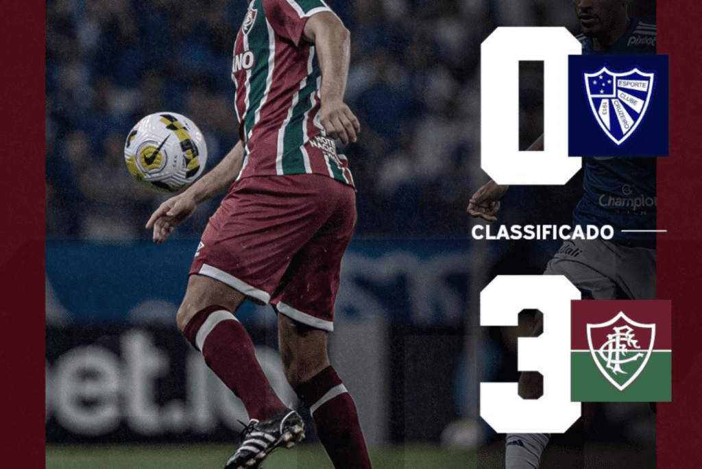Arte do Fluminense com o escudo errado do Cruzeiro