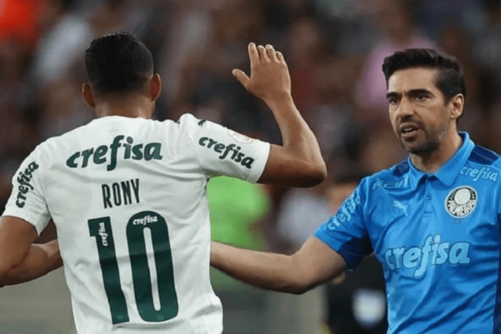 Atacante Rony e treinador Abel Ferreira, do Palmeiras