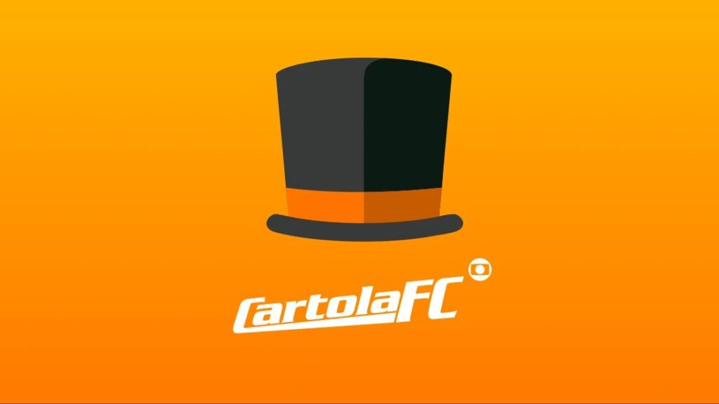 Logo do Cartola FC com nome Cartola FC, em fundo laranja