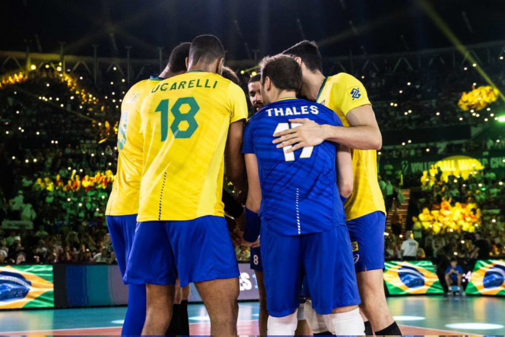 Seleção Brasileira de Vôlei antes de jogo do Mundial de Võlei, na Polônia