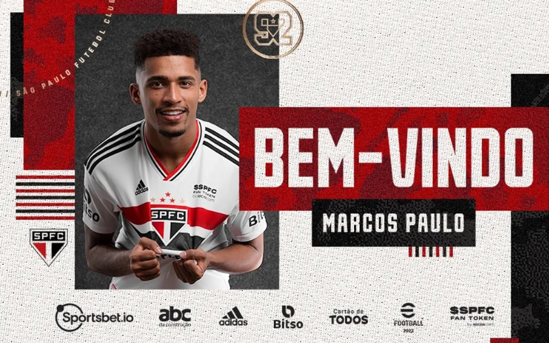 Marcos Paulo foi anunciado pelo São Paulo nesta quarta-feira.
