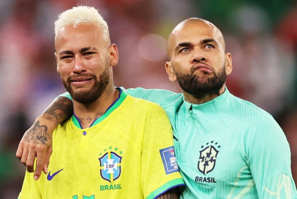 Neymar e Daniel Alves, da Seleção Brasileira