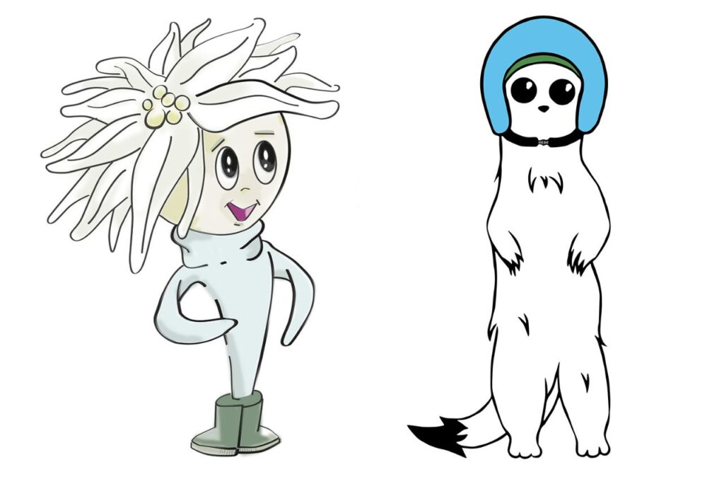 Opções de mascotes para a Olimpíada de Inverno Milano-Cortina 2026