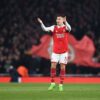 Arsenal empata de novo: Atacante Gabriel Martinelli gesticula em jogo do Arsenal contra o Southampton