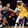 Playoffs da NBA: Lebron James e Stephen Curry, jogadores de basquete