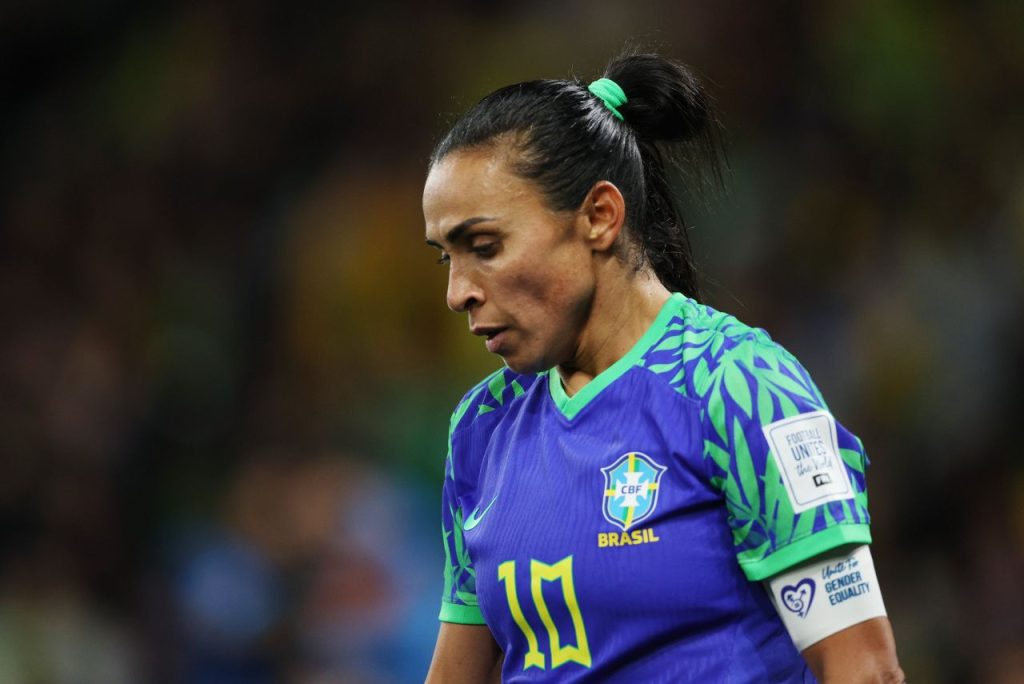 Marta em jogo da Seleção Brasileira contra a Jamaica na Copa do Mundo 2023