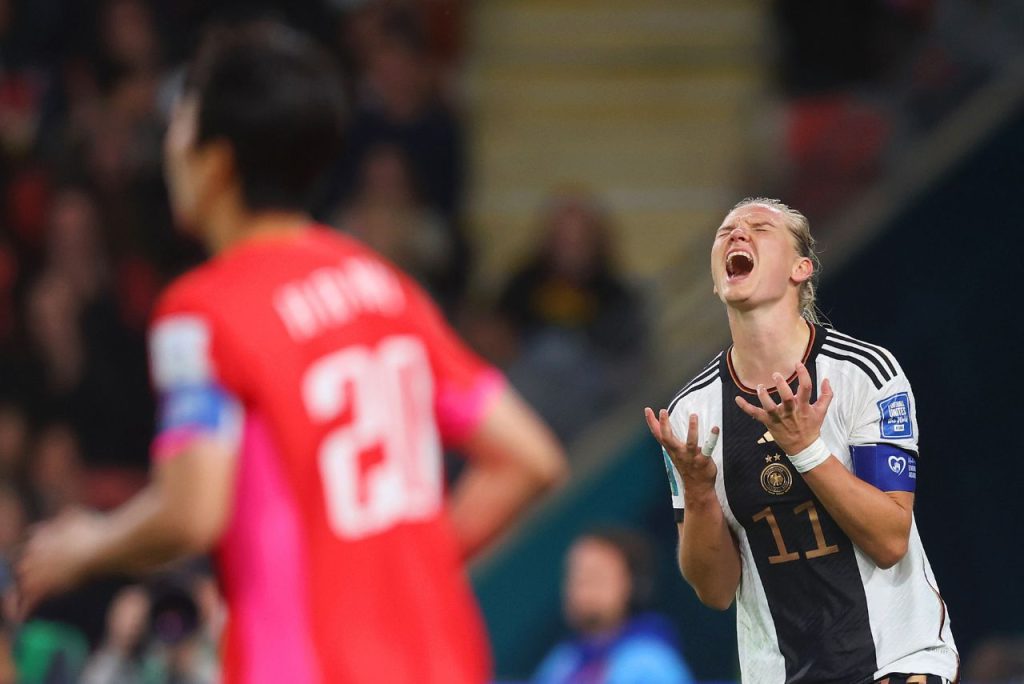 Alexandra Popp em jogo da Alemanha contra a Coreia do Sul na Copa do Mundo Feminina 2023