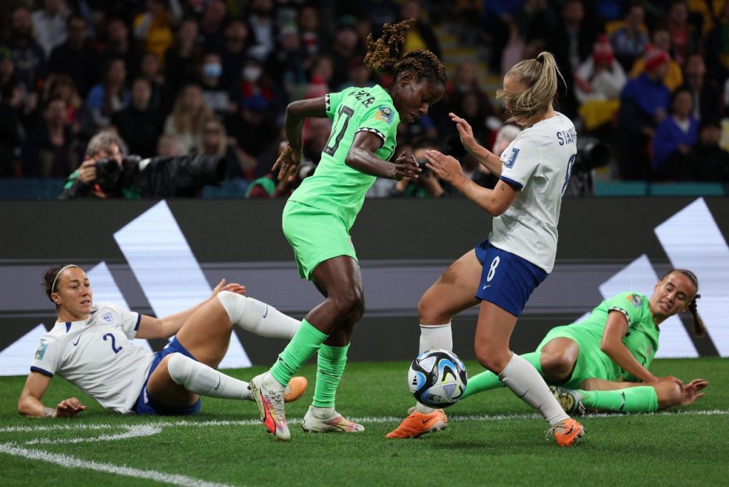 Lance do jogo entre Inglaterra e Nigéria na Copa do Mundo Feminina 2023
