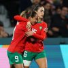 Jraïdi e Lahmari comemoram gol do Marrocos contra a Colômbia na Copa do Mundo Feminina 2023