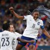 Kadidiatou Diani comemora hat-trick pela França contra o Panamá na Copa do Mundo Feminina 2023