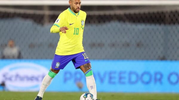 Neymar em jogo da Seleção Brasileira contra o Uruguai