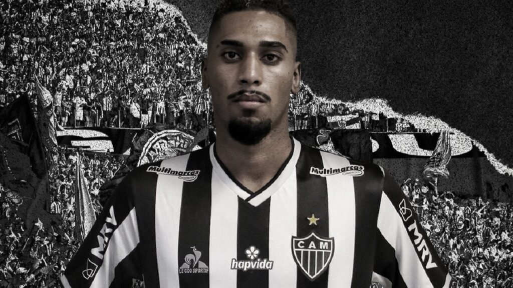 Atacante Fábio Gomes em arte de anúncio no Atlético-MG