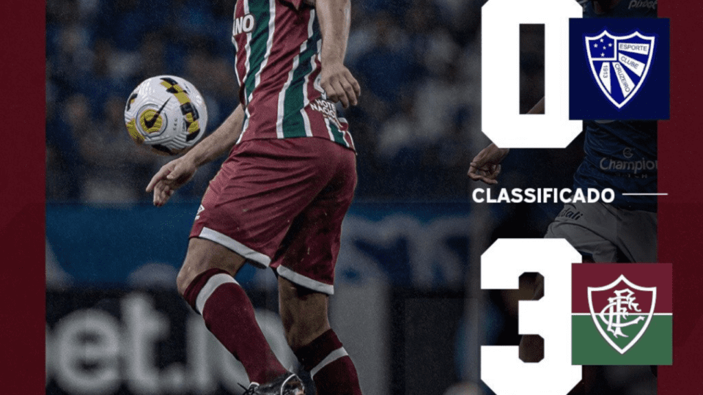 Arte do Fluminense com o escudo errado do Cruzeiro