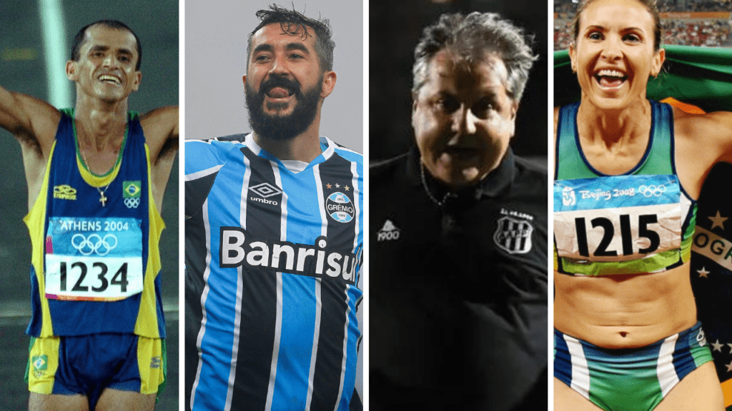 Vanderlei Cordeiro de Lima, Douglas, Gilcon Kleina e Maurren Maggi serão candidatos nas Eleições 2022- Divulgação/COB, Lucas Uebel/Grêmio, Alvaro Jr/Pontepress, Wender Roberto/COB