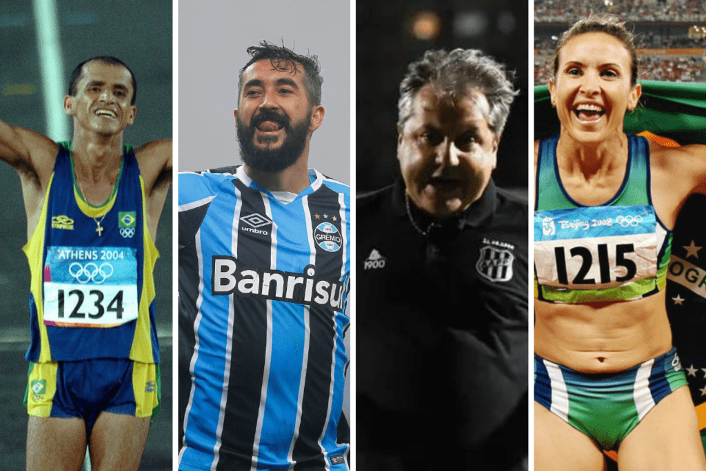 Vanderlei Cordeiro de Lima, Douglas, Gilcon Kleina e Maurren Maggi serão candidatos nas Eleições 2022- Divulgação/COB, Lucas Uebel/Grêmio, Alvaro Jr/Pontepress, Wender Roberto/COB