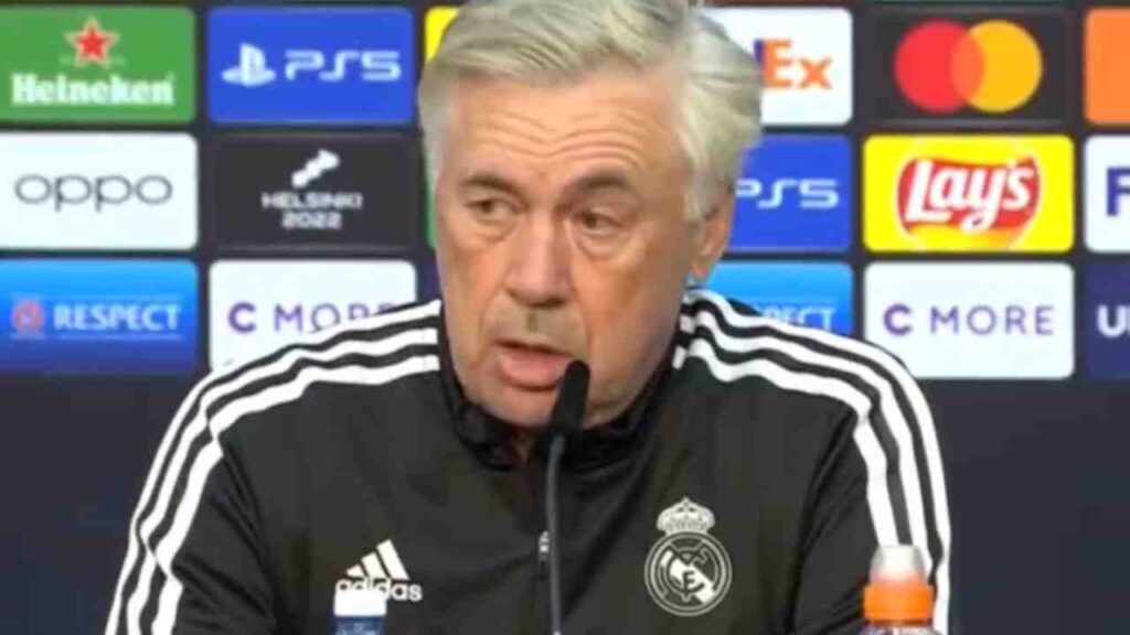Treinador Carlos Ancelotti, do Real Madrid, em entrevista coletiva