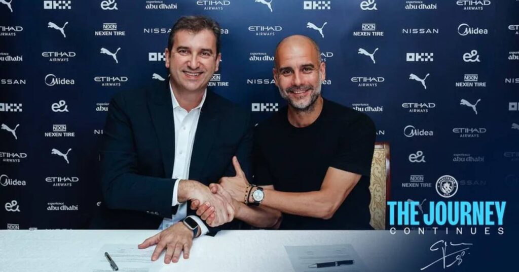 Manchester City oficializa renovação com Pep Guardiola Foto: Divulgação