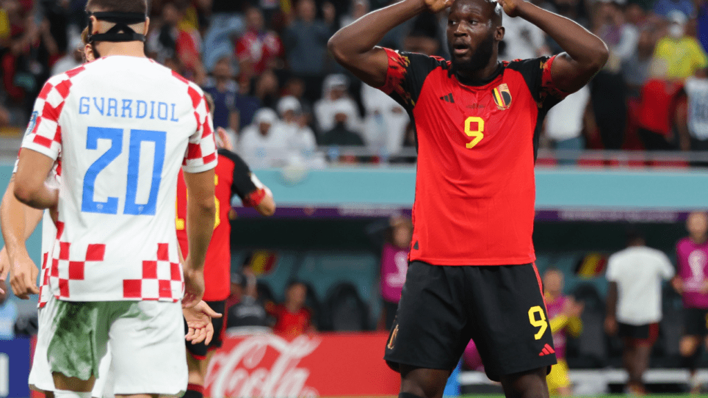 Atacante Romelu Lukaku, em Croácia x Bélgica
