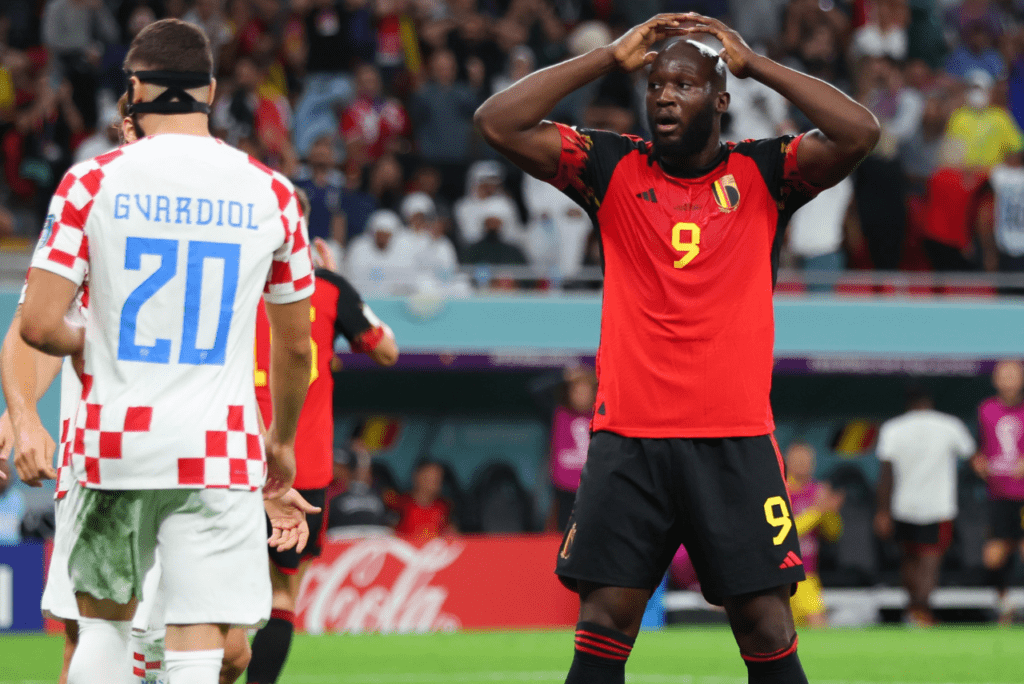 Atacante Romelu Lukaku, em Croácia x Bélgica