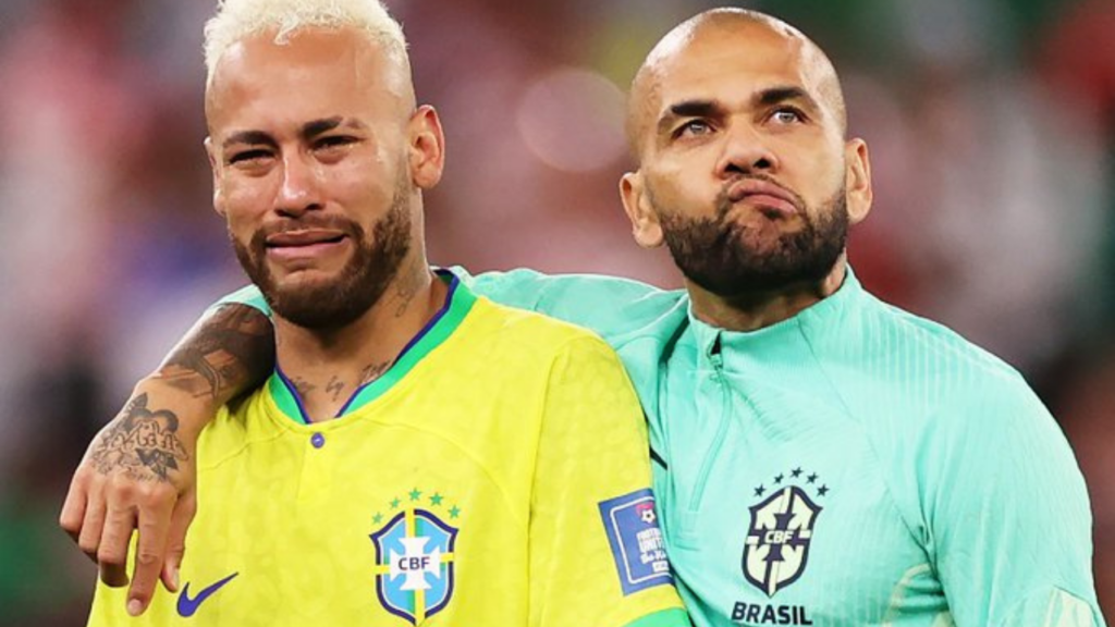 Neymar e Daniel Alves, da Seleção Brasileira