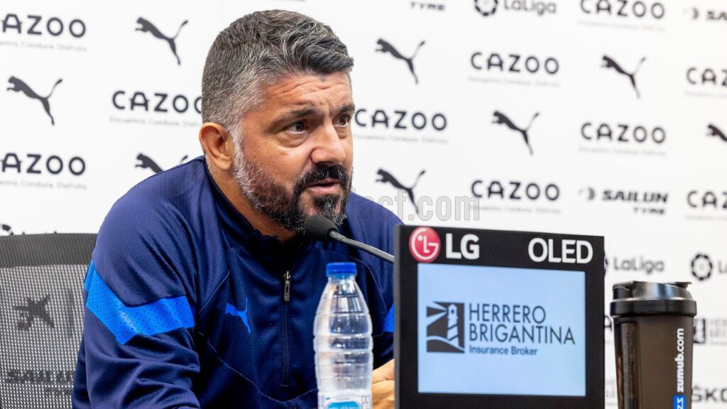 Técnico Genaro Gattuso, demitido do Valencia, em coletiva de imprensa