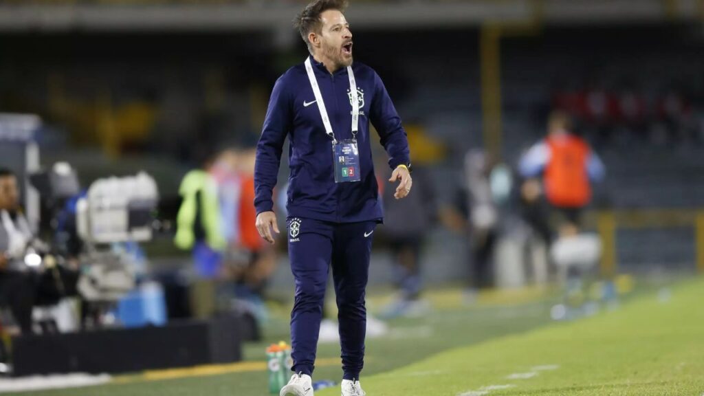 Ramon Menezes, técnico da Seleção Brasileira Sub-20, em jogo do Sul-Americano Sub-20