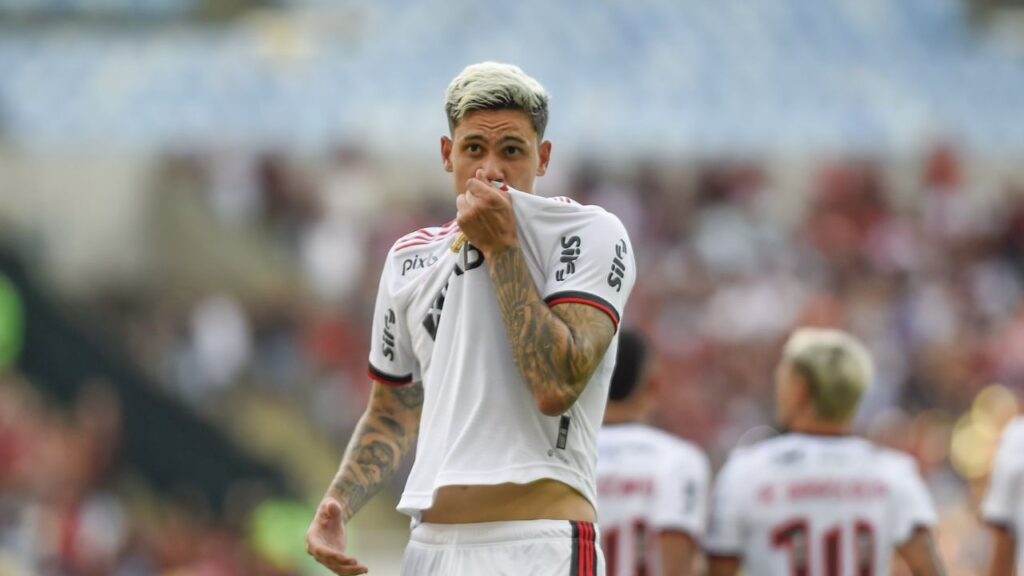 Pedro é eleito Rei da América: Atacante Pedro, comemora gol pelo Flamengo