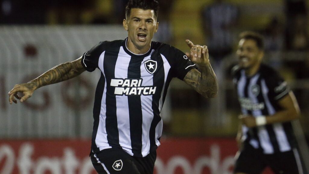 Botafogo vence a Portuguesa-RJ e vai à final da Taça Rio - Victor Cuesta comemora gol marcado pelo Botafogo