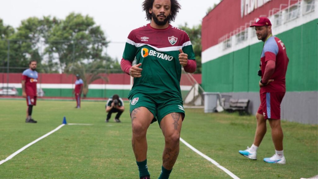 Estreia de Marcelo no Fluminense: Lateral esquerdo Marcelo em treino no CT do Fluminense