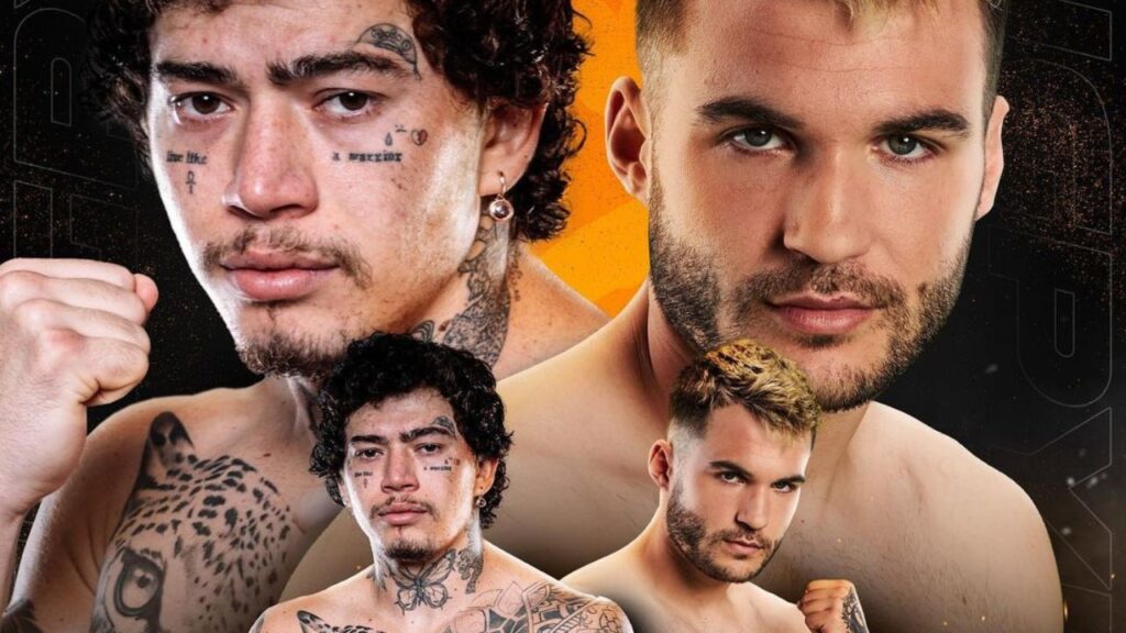 Luta de Whindersson Nunes: Whindersson Nunes e Filip Marcinek em banner de divulgação do High Stakes