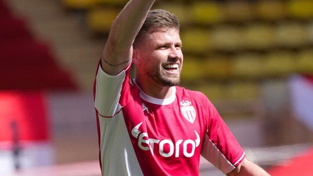 Espanha quer Caio Henrique: Lateral esquerdo Caio Henrique, do Monaco, comemora gol em 2022