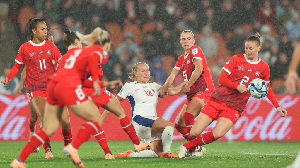 Lance do jogo Noruega x Suíça na Copa do Mundo Feminina 2023