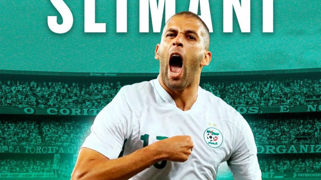 Atacante Islam Slimani em arte do Coritiba