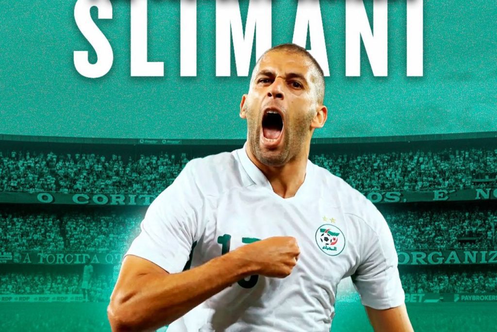 Atacante Islam Slimani em arte do Coritiba