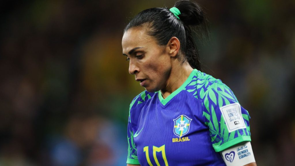 Marta em jogo da Seleção Brasileira contra a Jamaica na Copa do Mundo 2023