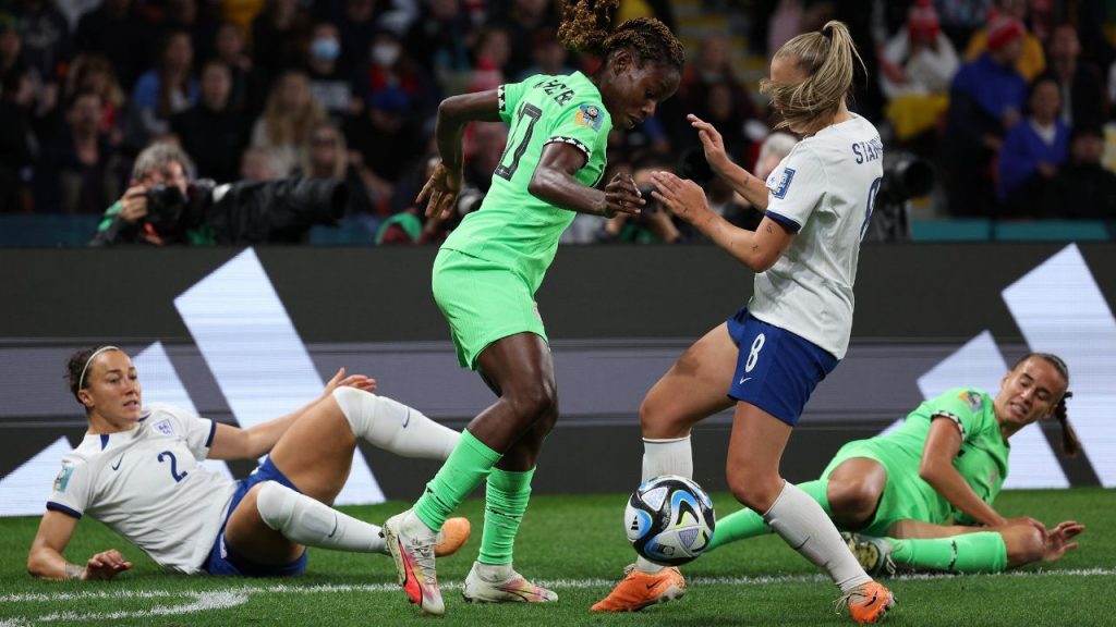 Lance do jogo entre Inglaterra e Nigéria na Copa do Mundo Feminina 2023