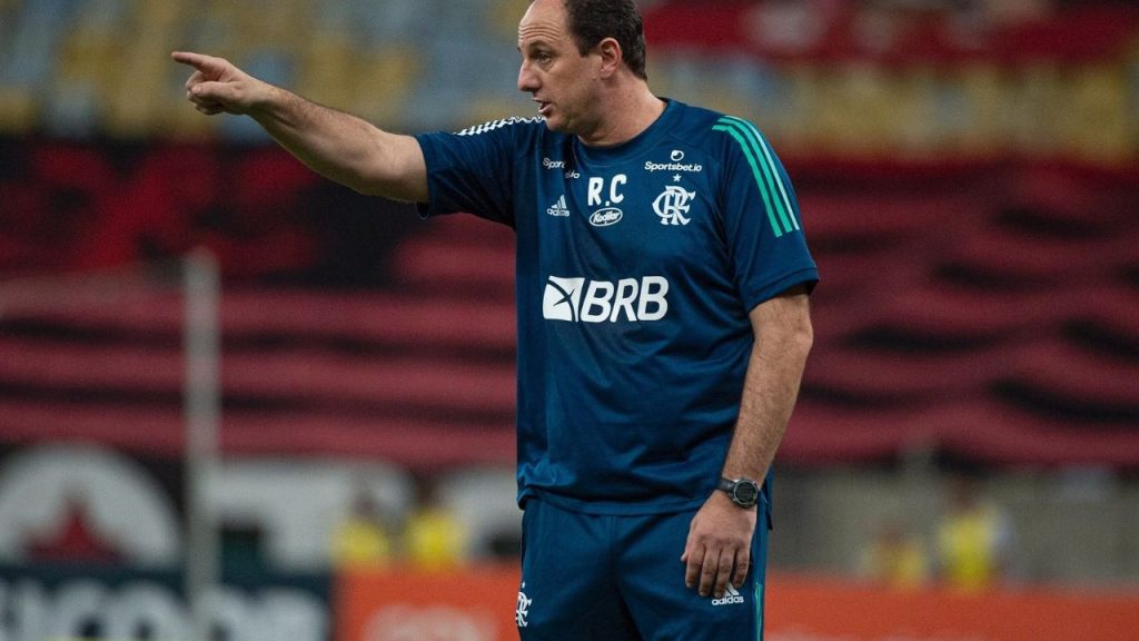 Treinador Rogério Ceni em jogo do Flamengo em 2020