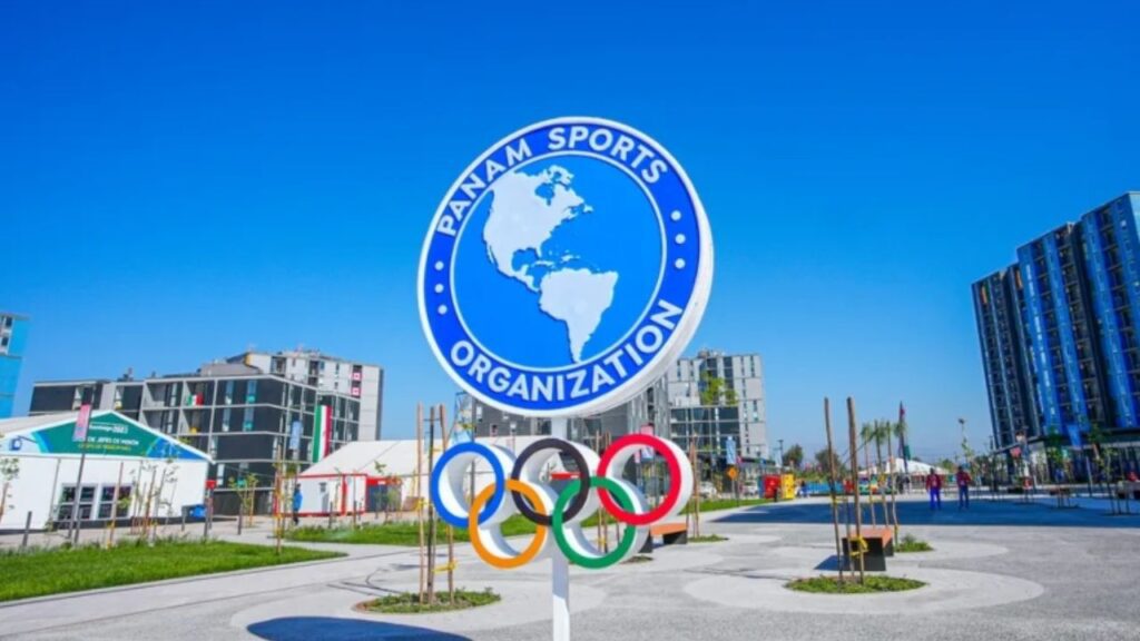 Logo do Panam Sports nos Jogos Pan-Americanos de Santiago 2023