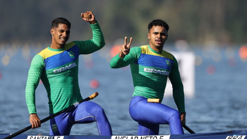 Evandilson Neto e Filipe Vieira em prova da canoagem no Pan-Americano Santiago 2023