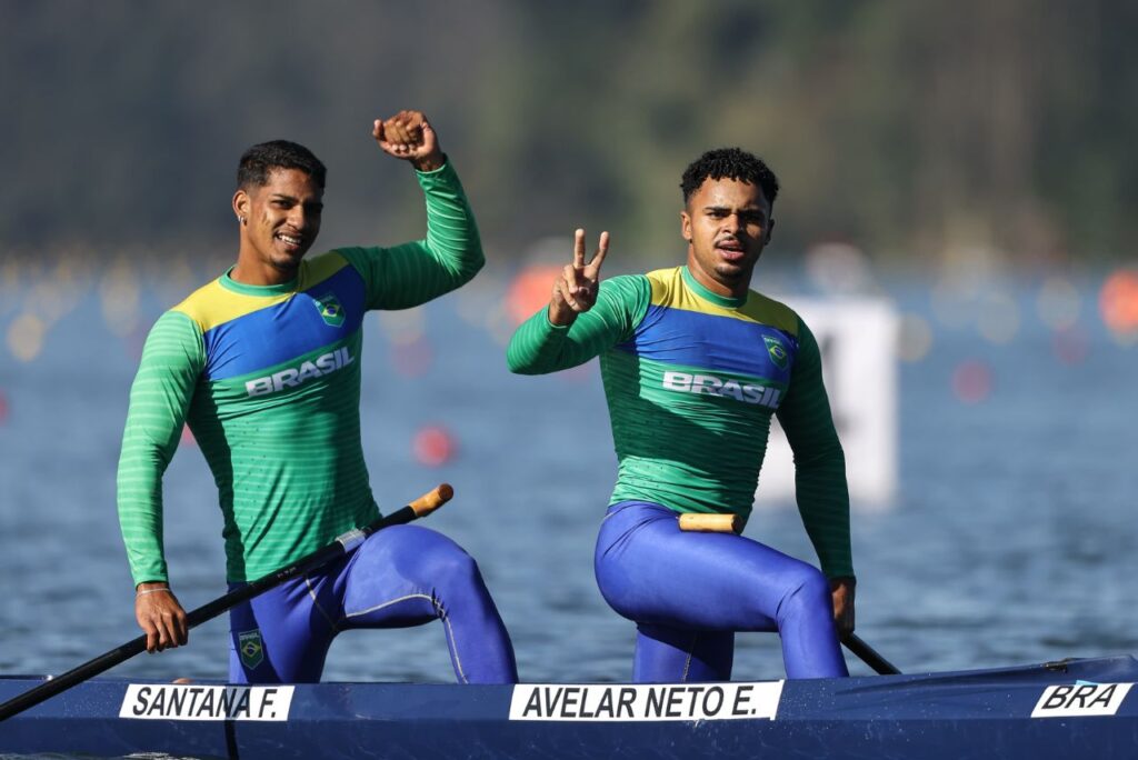 Evandilson Neto e Filipe Vieira em prova da canoagem no Pan-Americano Santiago 2023